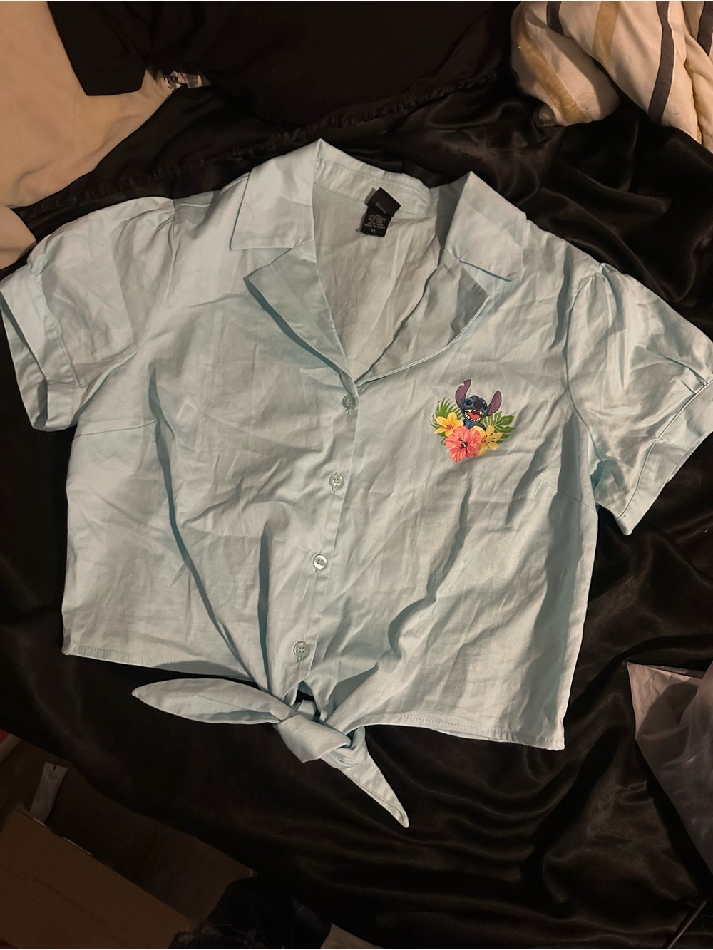 Disney Pale Blue Button-Up Shirt with Black Tag